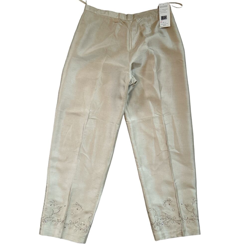 Vintage Uniform John Paul Richard 100% Silk Pants with Decorative Hem - Size 10